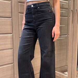 PAIGE High Rise Wide Leg Crop Black Jeans in "Anessa"